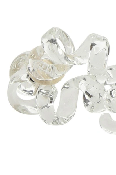 Shop Bottega Veneta Woman Transparent Glass Turn Earrings In White