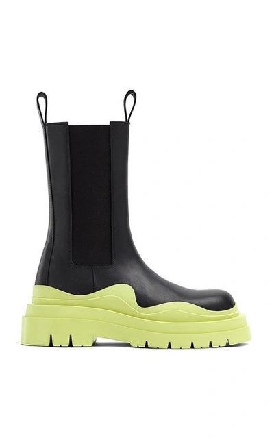 Shop Bottega Veneta Women Green The Tire Leather Ankle Boots/booties In Yellow