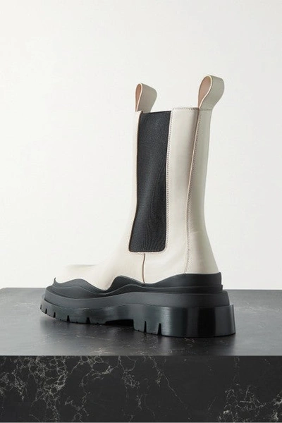 Shop Bottega Veneta Women Off-white Rubber-trimmed Leather Chelsea Boots/booties