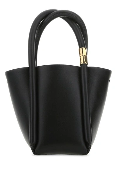 Shop Boyy Woman Black Leather Lotus 12 Handbag