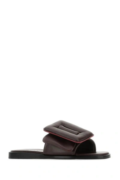 Boyy Dark Brown Leather Puffy Sandals In Brown