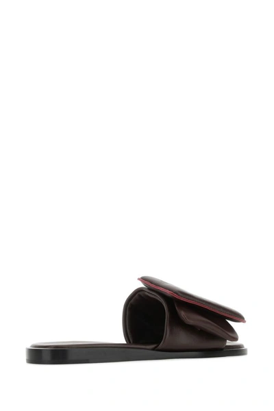 Boyy Dark Brown Leather Puffy Sandals In Brown