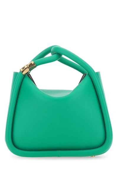 Shop Boyy Woman Emerald Green Leather Wonton 25 Handbag