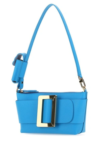 Shop Boyy Woman Light Blue Leather Buckle Shoulder Bag
