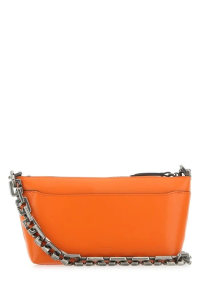 Shop Boyy Woman Orange Leather Buckle Shoulder Bag In Silver