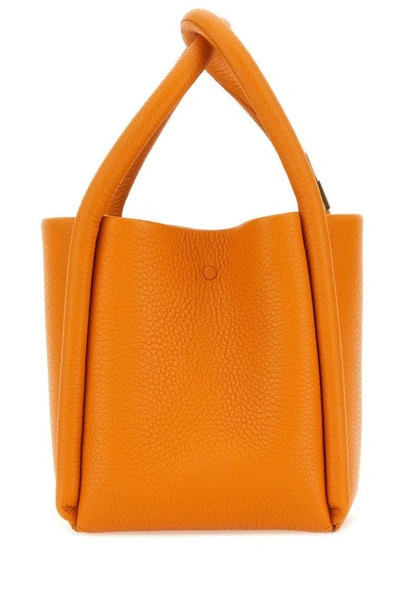 Shop Boyy Woman Orange Leather Lotus 12 Handbag