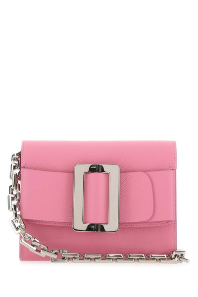 Shop Boyy Woman Pink Leather Buckle Travel Shoulder Bag