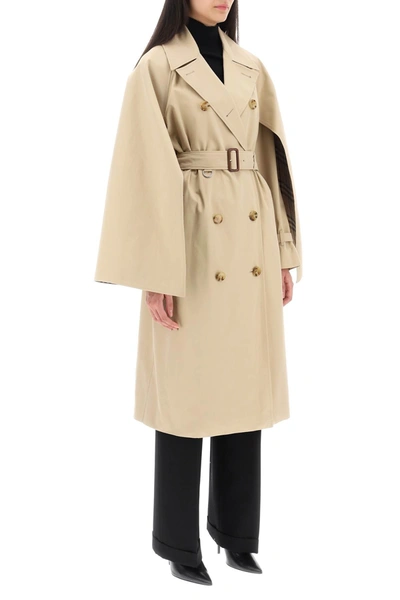 Shop Burberry 'ness' Double-breasted Raincoat In Cotton Gabardine Women In Cream