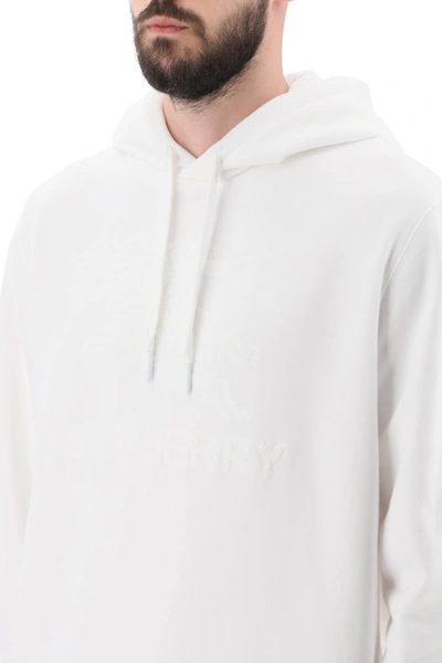 Shop Burberry 'raynerbridge' Hoodie With Ekd Logo In Terry Cloth Men In White