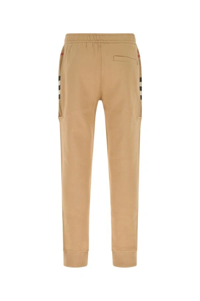 Shop Burberry Man Beige Cotton Blend Joggers In Brown