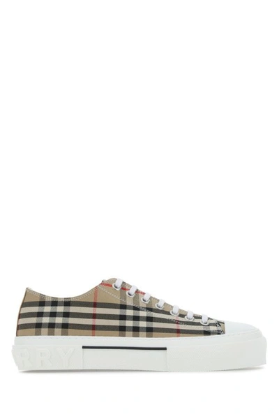 Shop Burberry Man Embroidered Canvas Sneakers In Multicolor