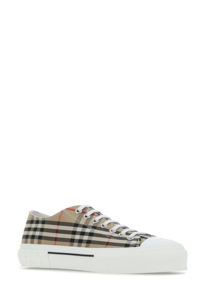 Shop Burberry Man Embroidered Canvas Sneakers In Multicolor
