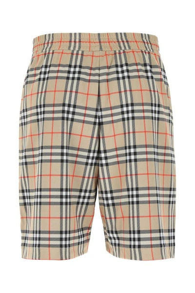 Shop Burberry Man Embroidered Polyester Bermuda Shorts In Multicolor