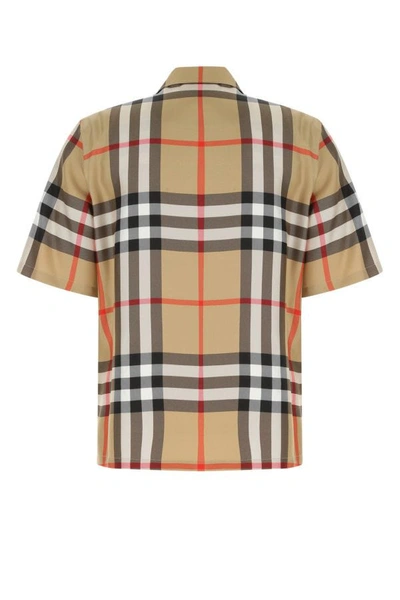 Shop Burberry Man Embroidered Silk Shirt In Multicolor