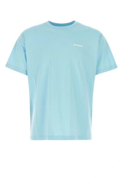 Shop Burberry Man Light-blue Cotton T-shirt