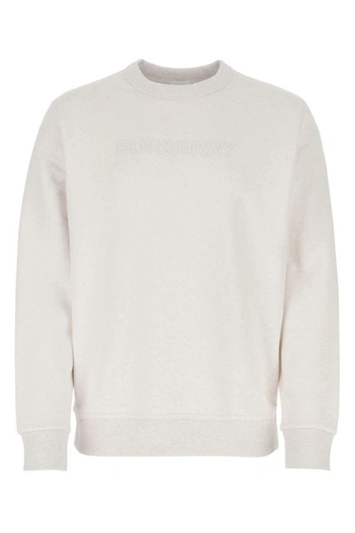 Shop Burberry Man Melange Chalk Stretch Cotton Sweatshirt In White