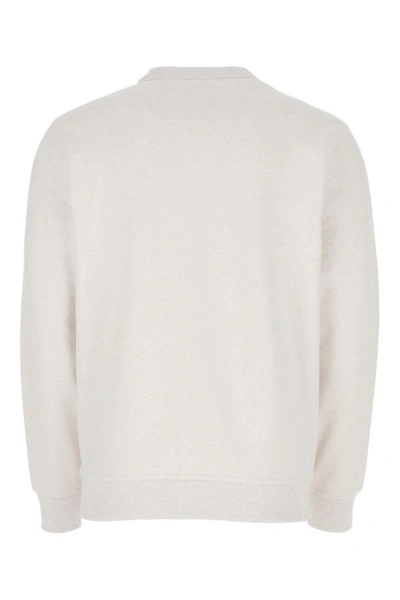 Shop Burberry Man Melange Chalk Stretch Cotton Sweatshirt In White