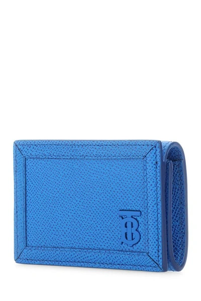 Shop Burberry Man Turquoise Leather Card Holder In Blue