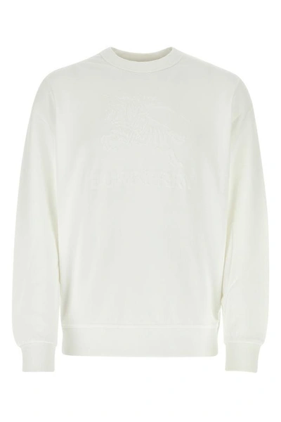 Shop Burberry Man White Cotton Sweatshirt