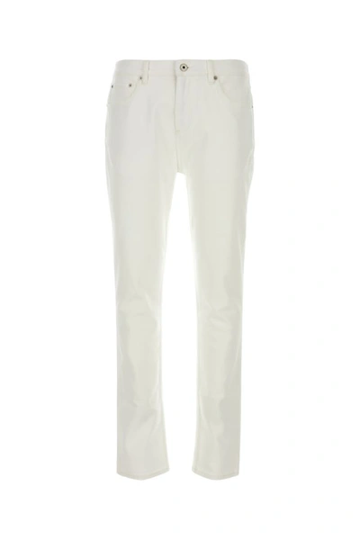 Shop Burberry Man White Stretch Denim Jeans