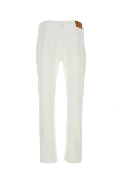 Shop Burberry Man White Stretch Denim Jeans