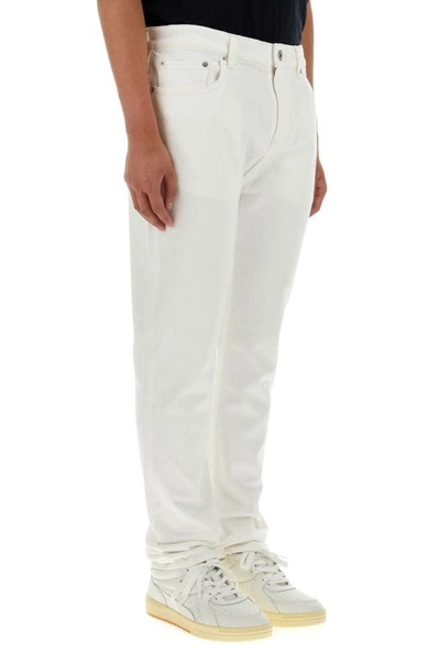 Shop Burberry Man White Stretch Denim Jeans