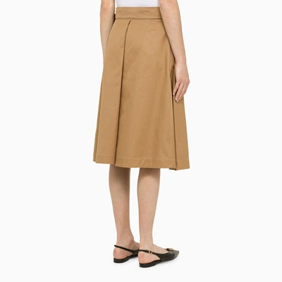 Shop Burberry Medium Camel Cotton Skirt Women In Cream