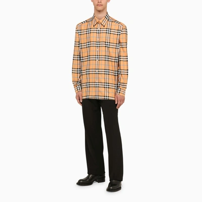 Shop Burberry Regular Orange Check Shirt Men