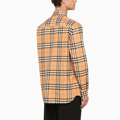 Shop Burberry Regular Orange Check Shirt Men