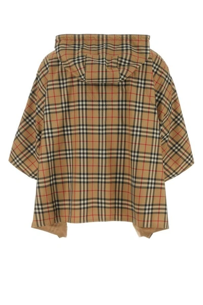 Shop Burberry Unisex Embroidered Polyester Check Poncho In Multicolor