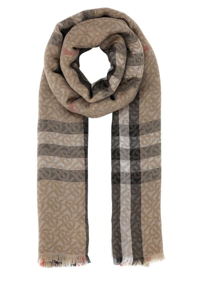 Shop Burberry Unisex Embroidered Wool Blend Scarf In Multicolor