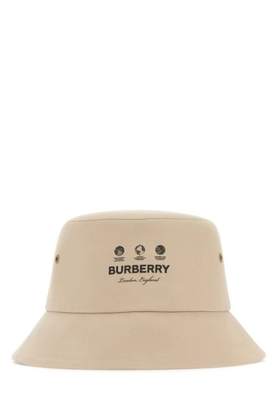 Shop Burberry Woman Beige Gabardine Hat In Brown
