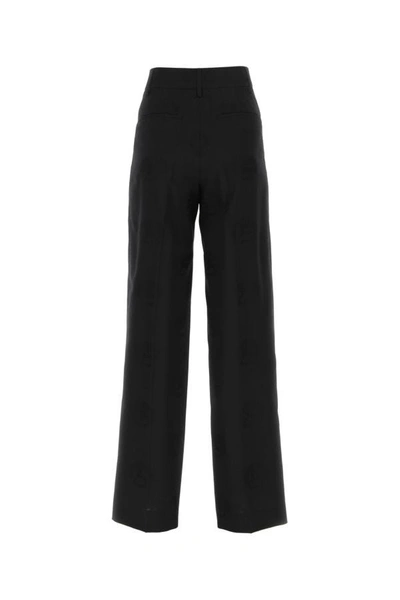 Shop Burberry Woman Black Wool Blend Wide-leg Pant