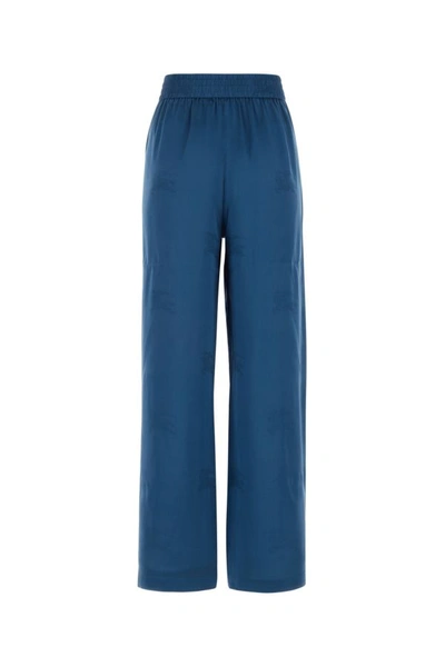 Shop Burberry Woman Blue Silk Pant