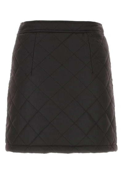 Shop Burberry Woman Dark Brow Cotton Mini Skirt In Brown