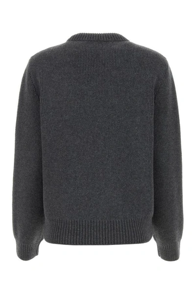 Shop Burberry Woman Dark Grey Wool Blend Sweater In Gray