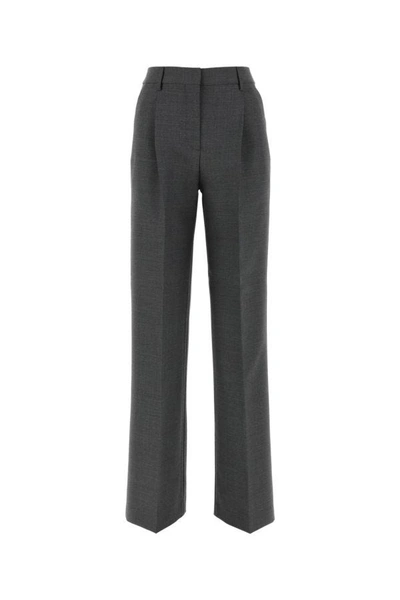 Shop Burberry Woman Dark Grey Wool Wide-leg Pant In Gray