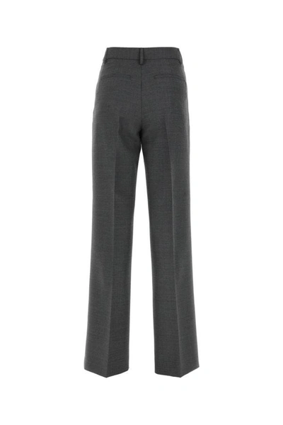 Shop Burberry Woman Dark Grey Wool Wide-leg Pant In Gray