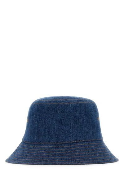Shop Burberry Woman Denim Bucket Hat In Blue