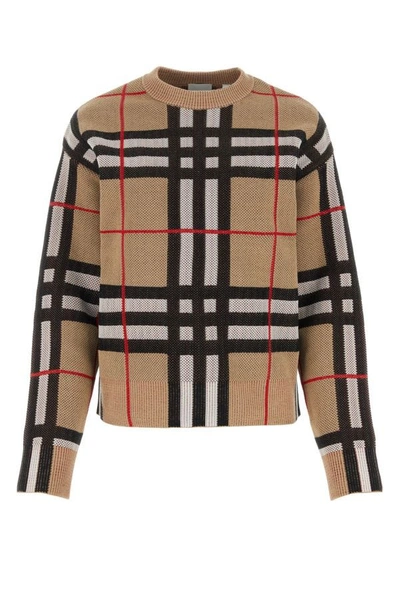 Shop Burberry Woman Embroidered Stretch Piquet Sweater In Multicolor