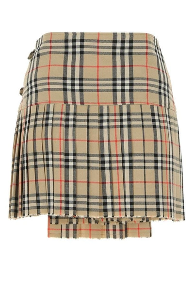 Shop Burberry Woman Embroidered Wool Mini Skirt In Multicolor