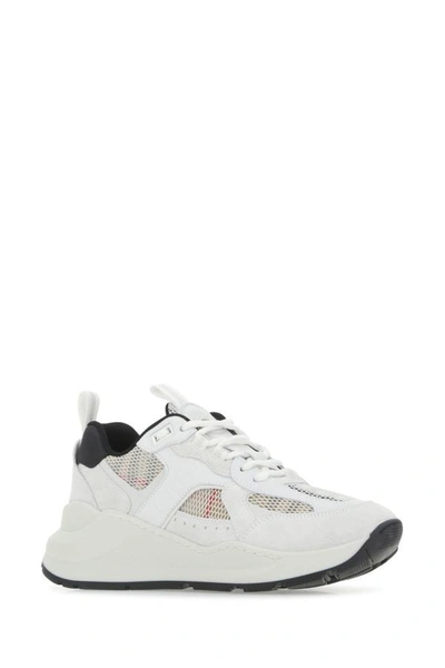 Shop Burberry Woman Multicolor Suede And Mesh Sneakers