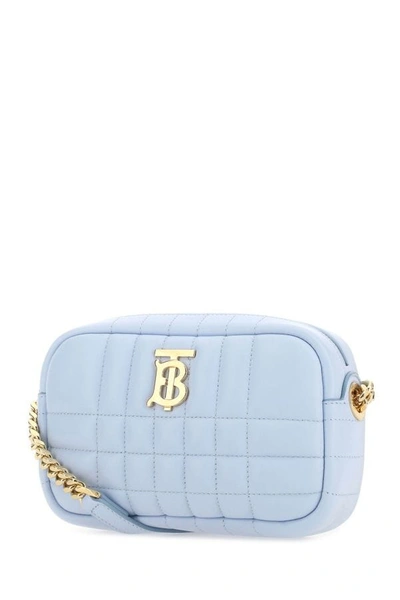 Shop Burberry Woman Pastel Light-blue Nappa Leather Mini Lola Crossbody Bag