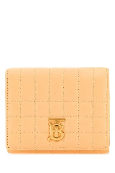 Shop Burberry Woman Peach Leather Small Lola Wallet In Orange