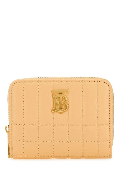 Shop Burberry Woman Peach Nappa Leather Wallet In Pink