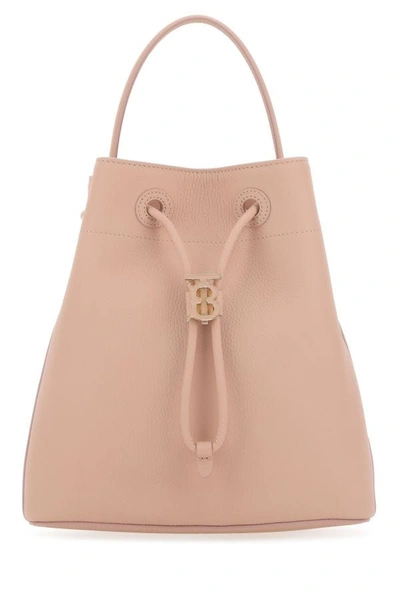 Shop Burberry Woman Pink Leather Small Tb Bucket Bag