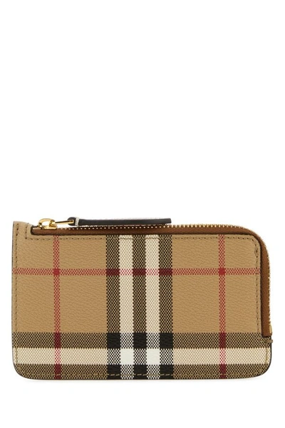 Shop Burberry Woman Printed Canvas Card Holder In Multicolor