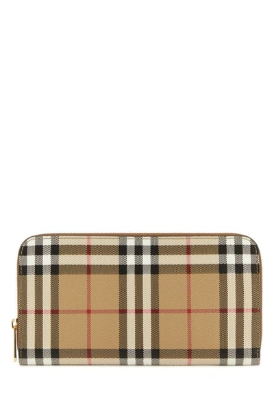 Shop Burberry Woman Printed Canvas Wallet In Multicolor