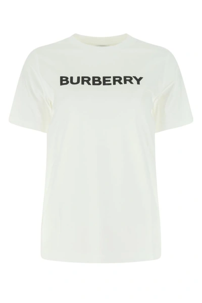 Shop Burberry Woman White Cotton T-shirt