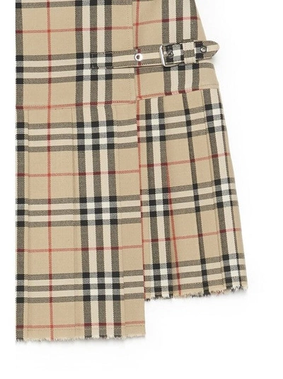 Shop Burberry Women Beige Vintage Check Kilt Skirt In Brown